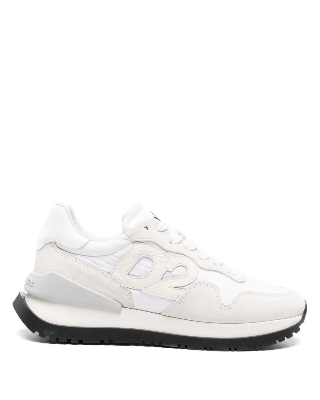 DSquared² White Logo-Patch Leather Lace-Up Sneakers