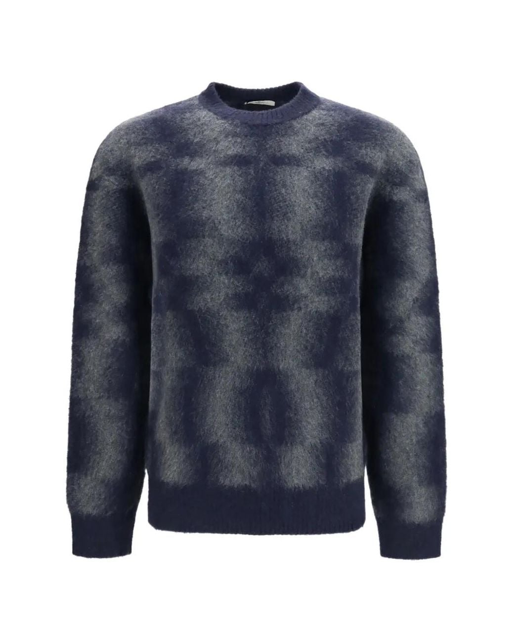 Piacenza Cashmere Blue Brushed-Knit Crew-Neck Sweater for men