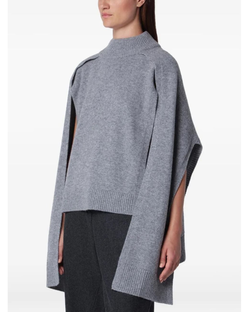 Source Unknown Gray Noa Wool Cape-Style Sweater