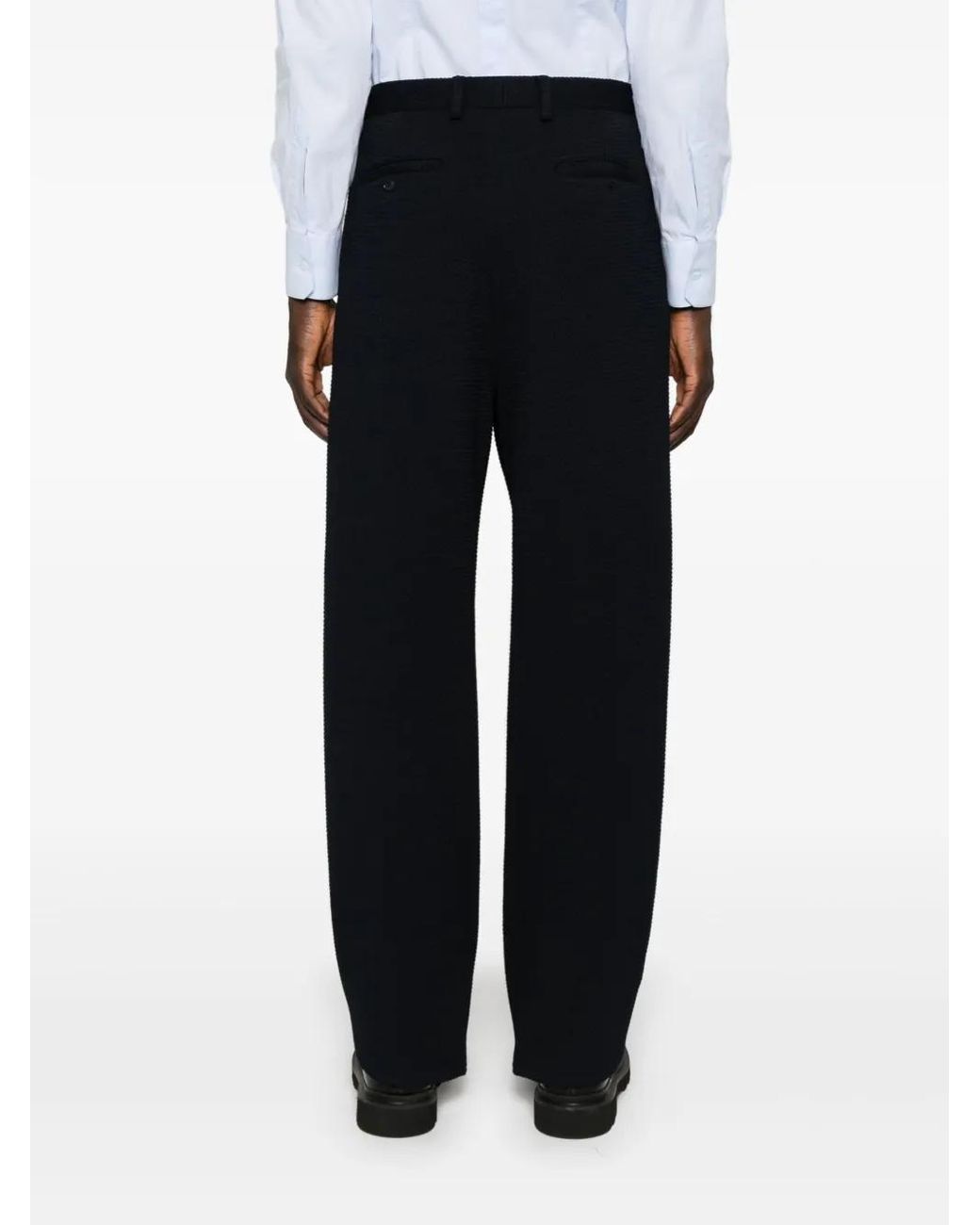 Giorgio Armani Black Textured Tapered Trousers for men