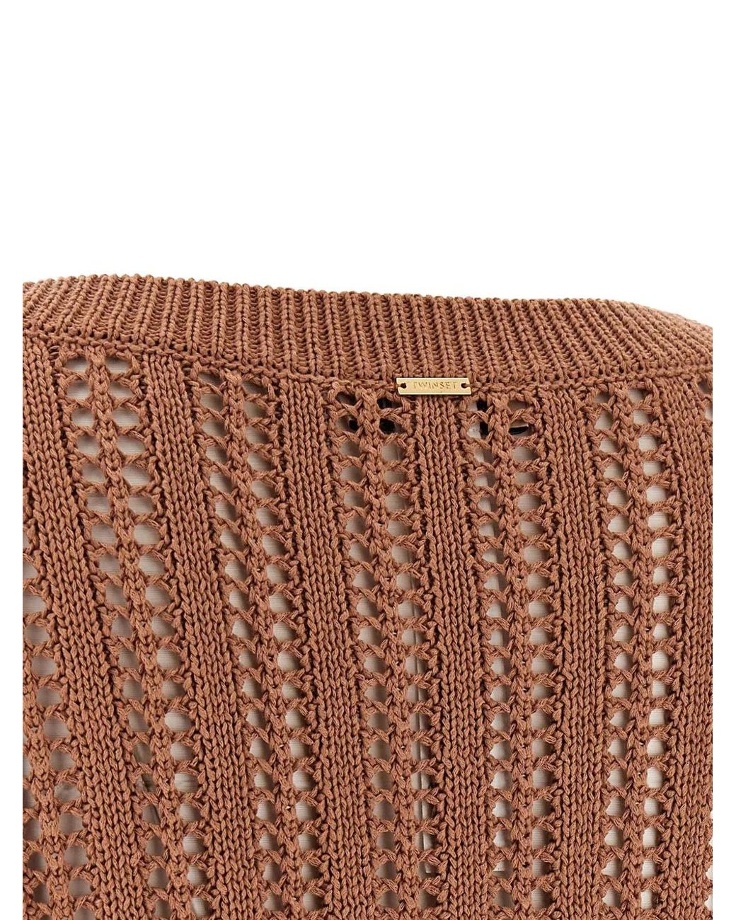 Twinset Brown Pull En Coton À Design Perforé