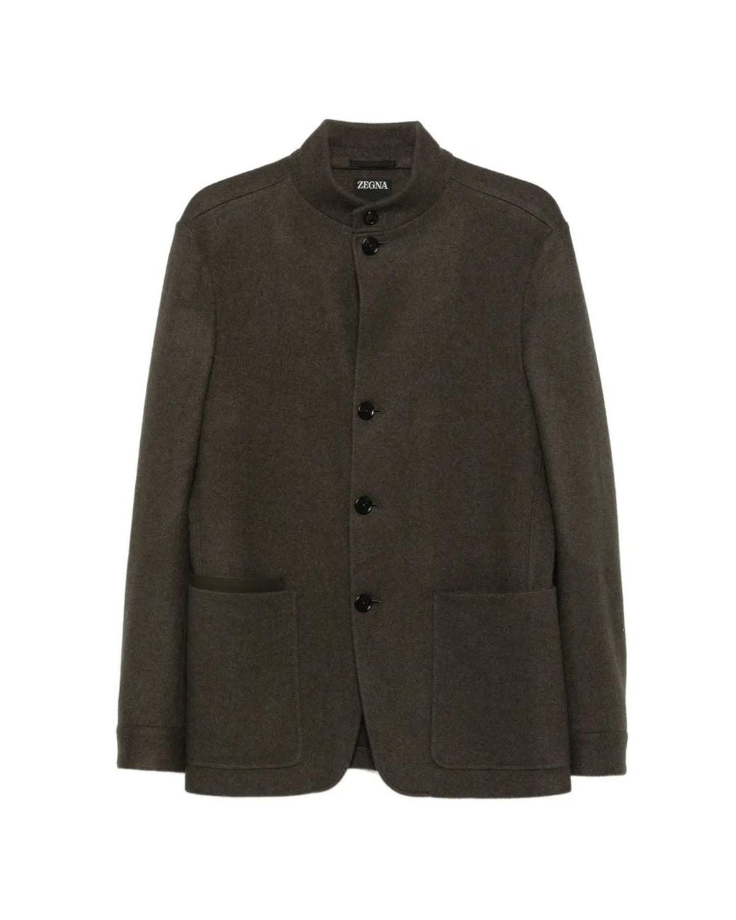 Zegna Green Il Conte High-Neck Button-Up Jacket for men
