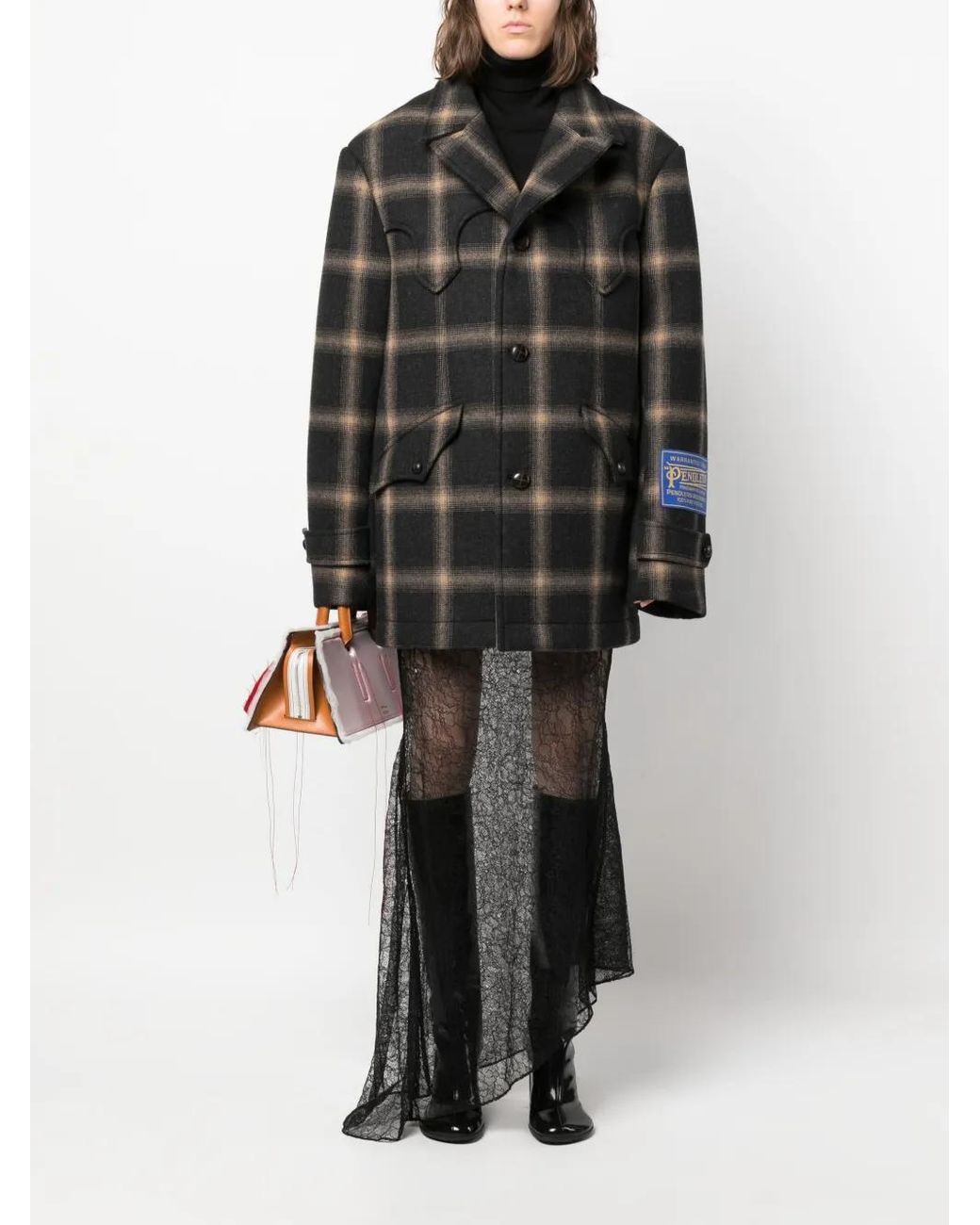 Maison Margiela Black X Pendleton Checked Wool Coat