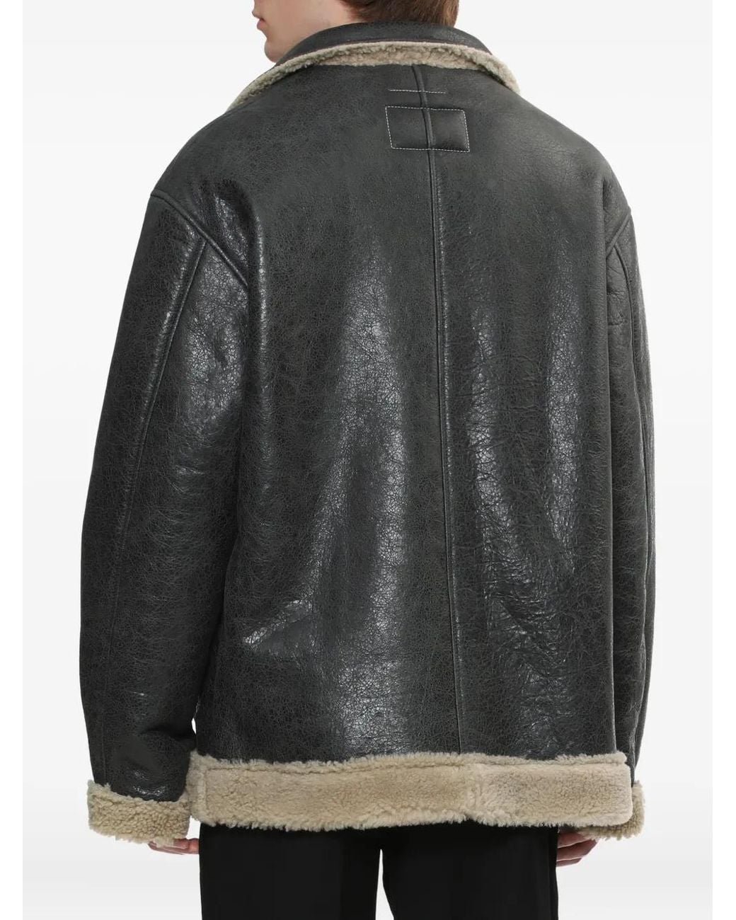 MM6 by Maison Margiela Black Lambskin Shearling-Panel Jacket for men