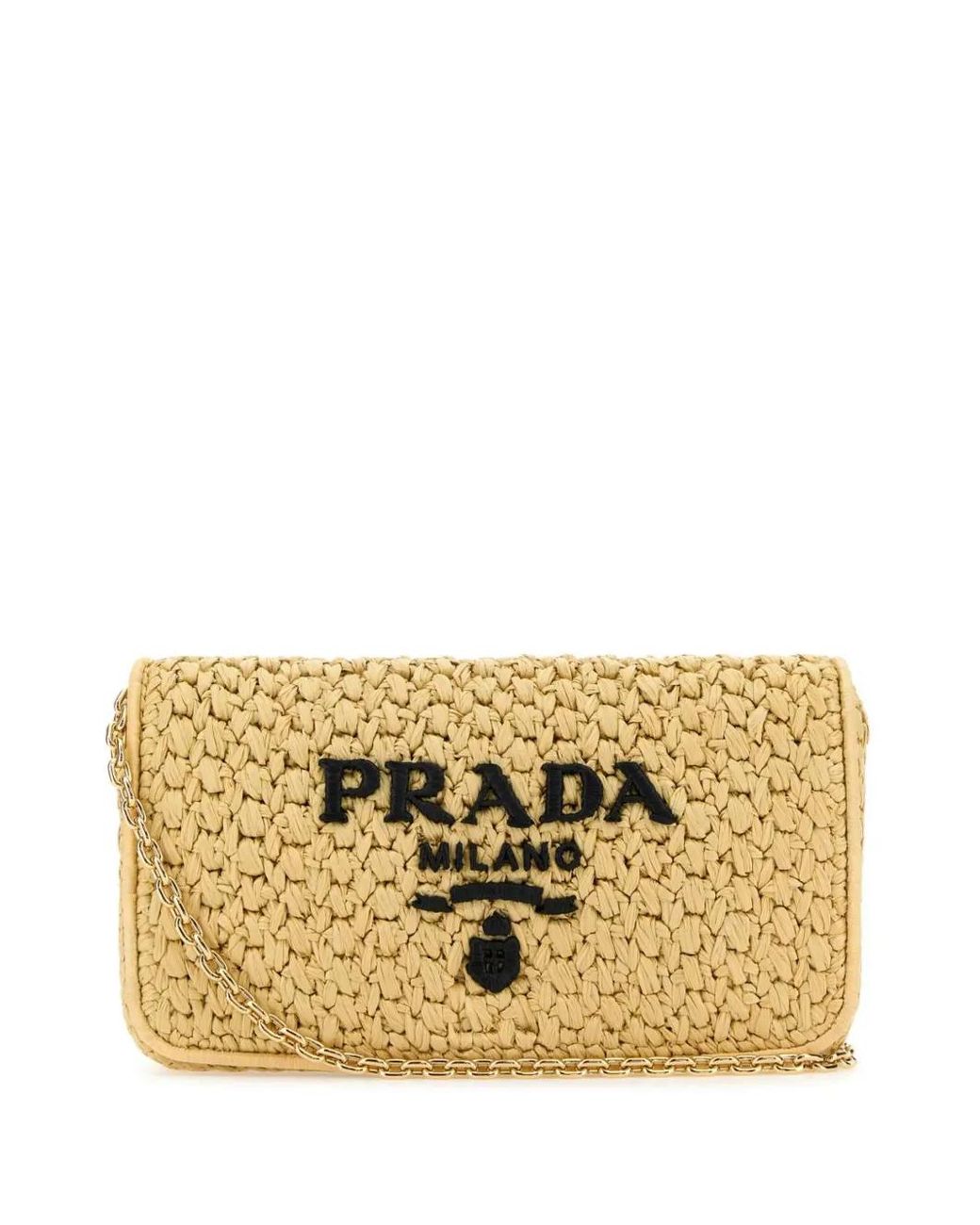 Prada Metallic Triangle-Logo Woven Shoulder Bag