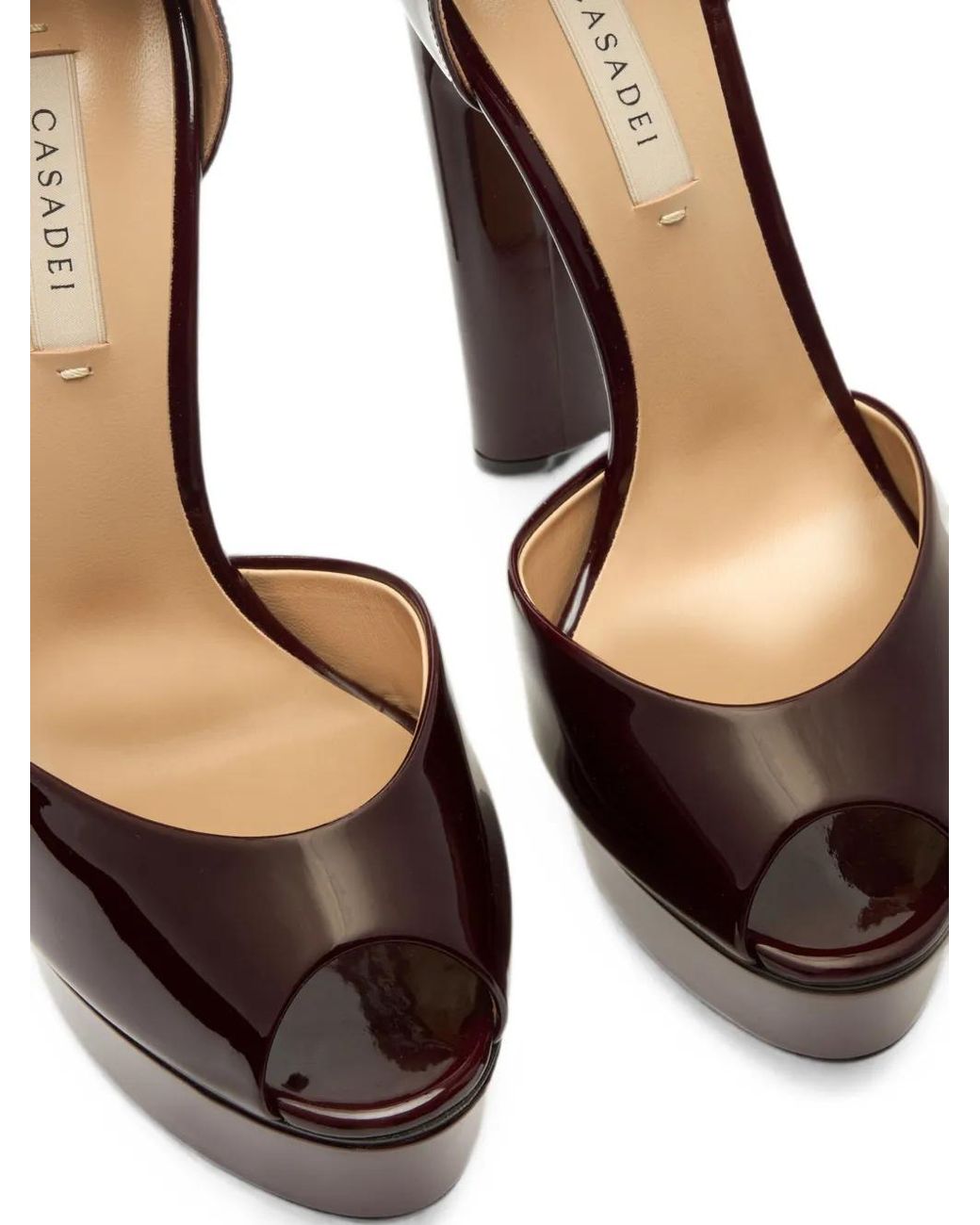 Casadei Brown Flora Patent Leather Sandals