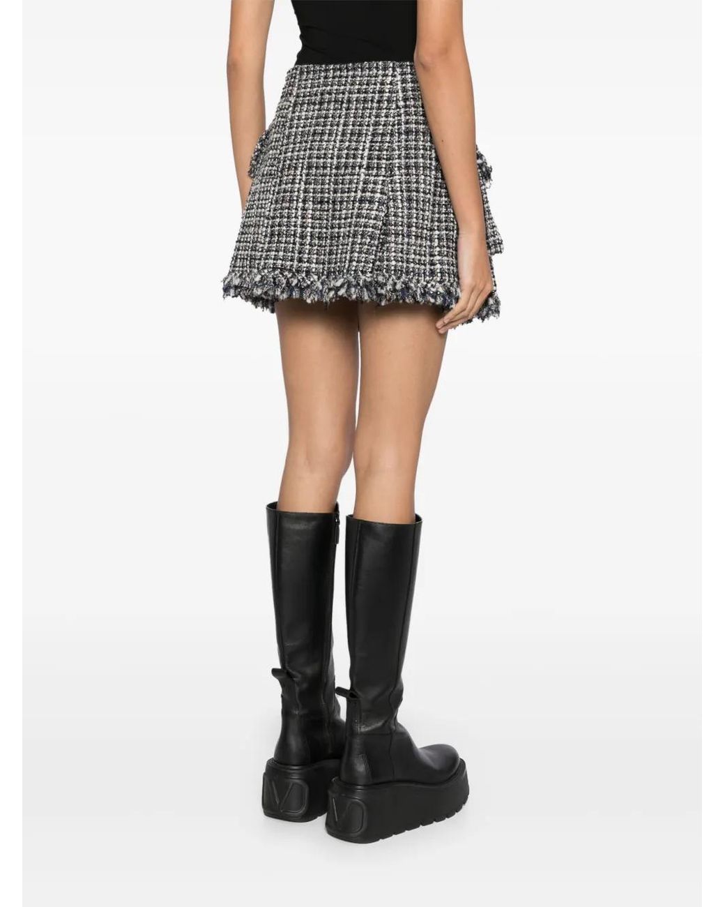 Sacai Gray Twill Wool-Blend Skirt