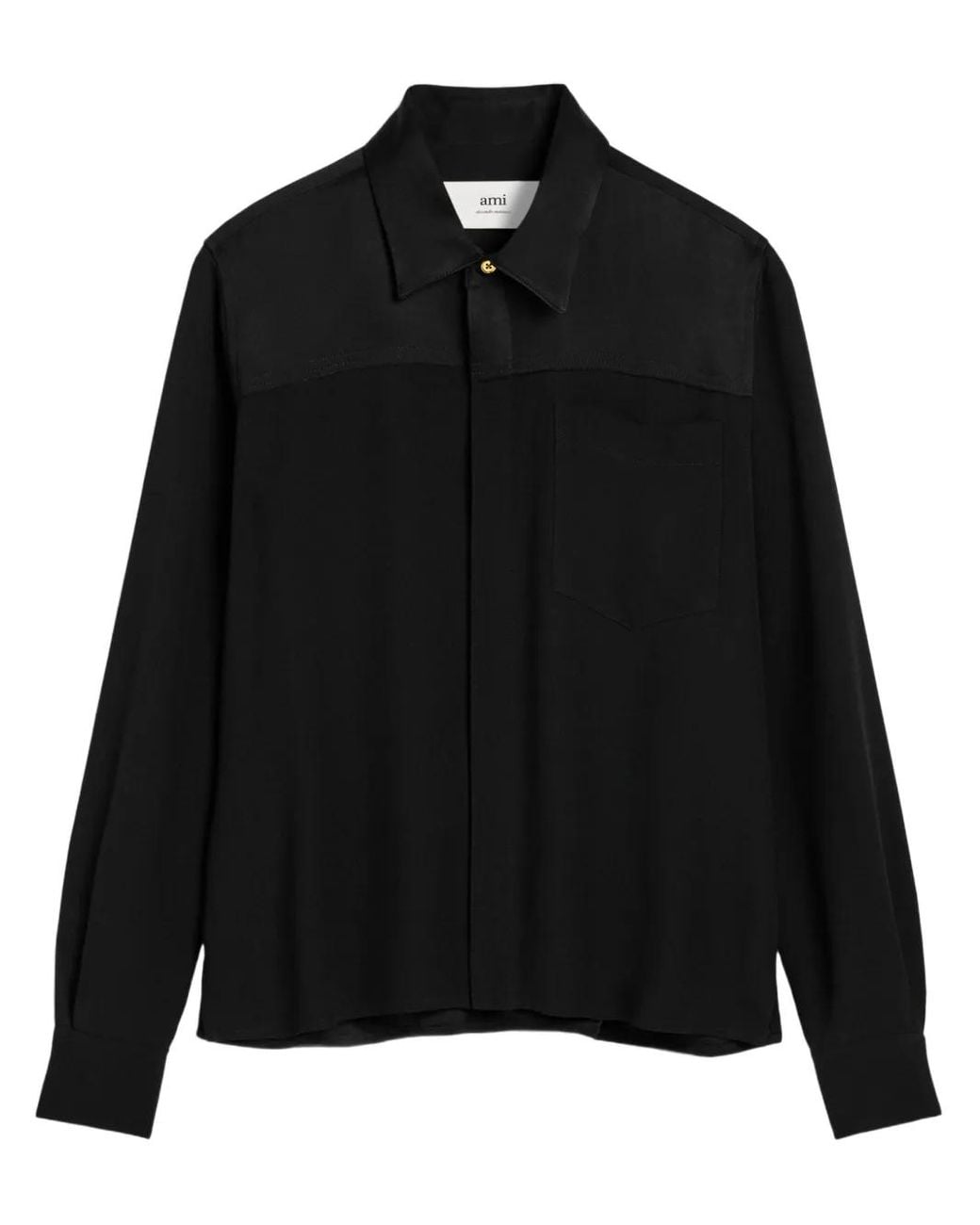 AMI Black Long-Sleeved Contrasted Shirt