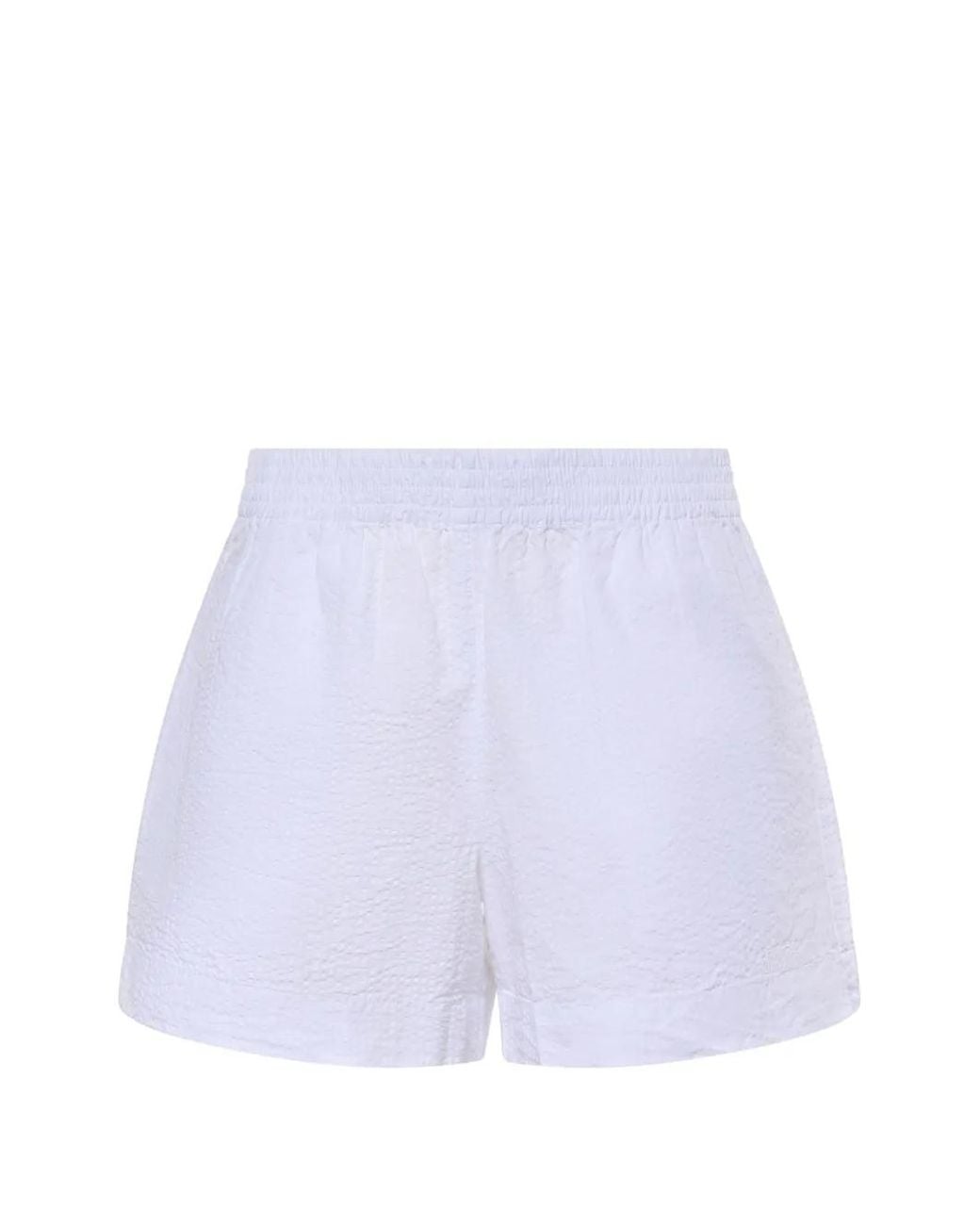 Mc2 Saint Barth White Meave Cotton Poplin Pull Up Shorts