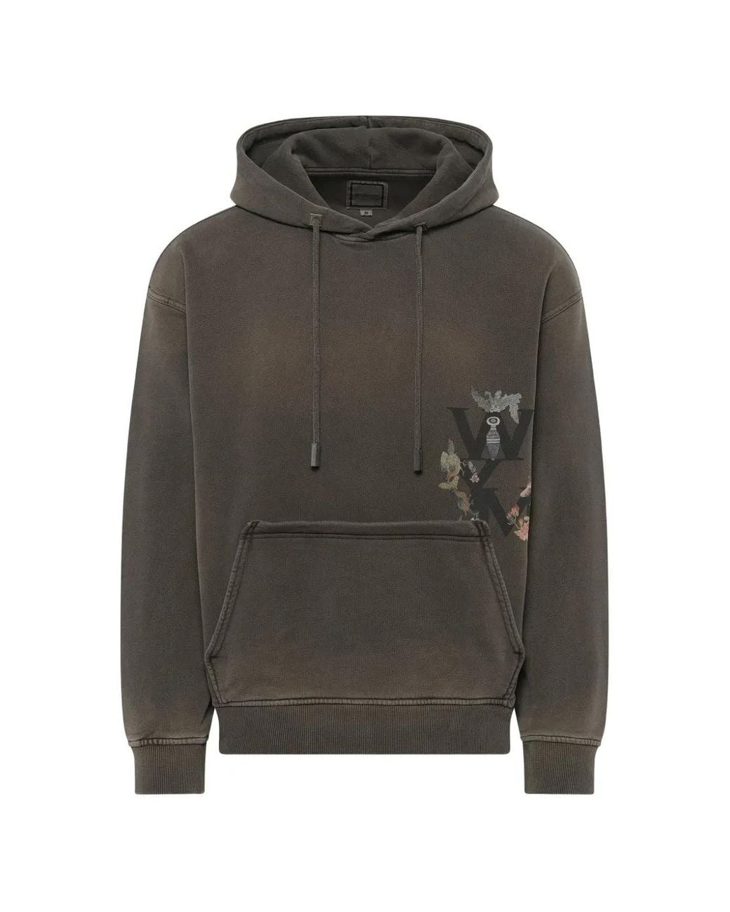 Wooyoungmi Gray Print-Detail Hoodie for men