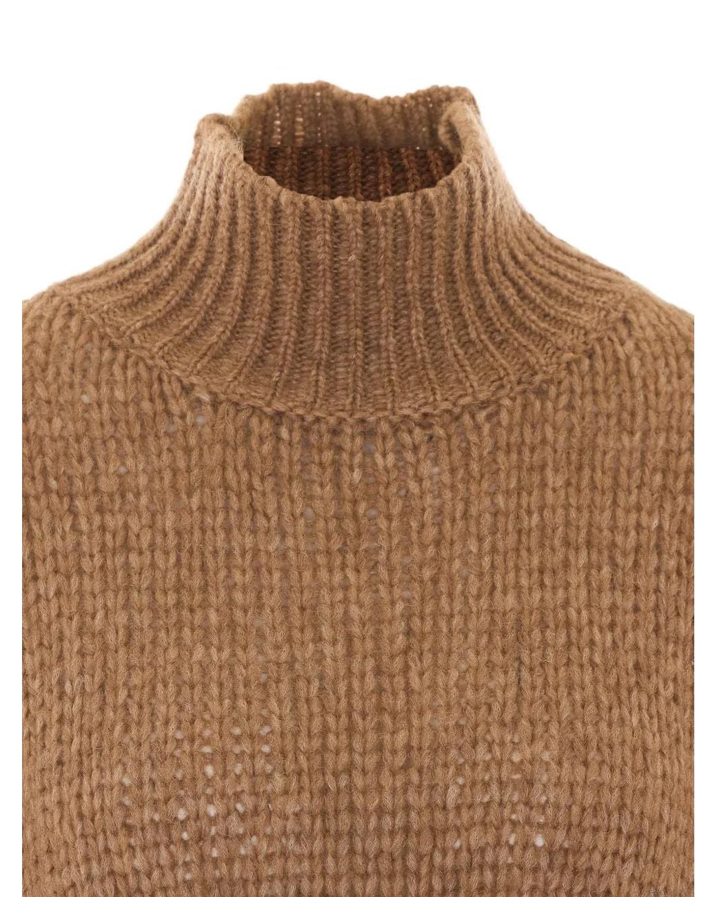 Roberto Collina Brown Ribbed-Knit Roll-Neck Sweater