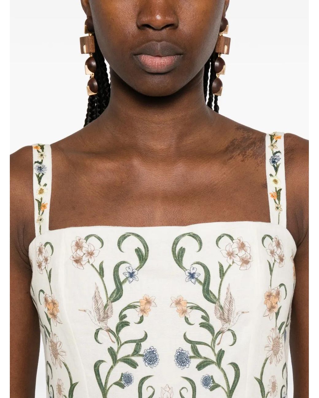Agua Bendita White Lima Laguna Floral-Print Tiered Mini Dress