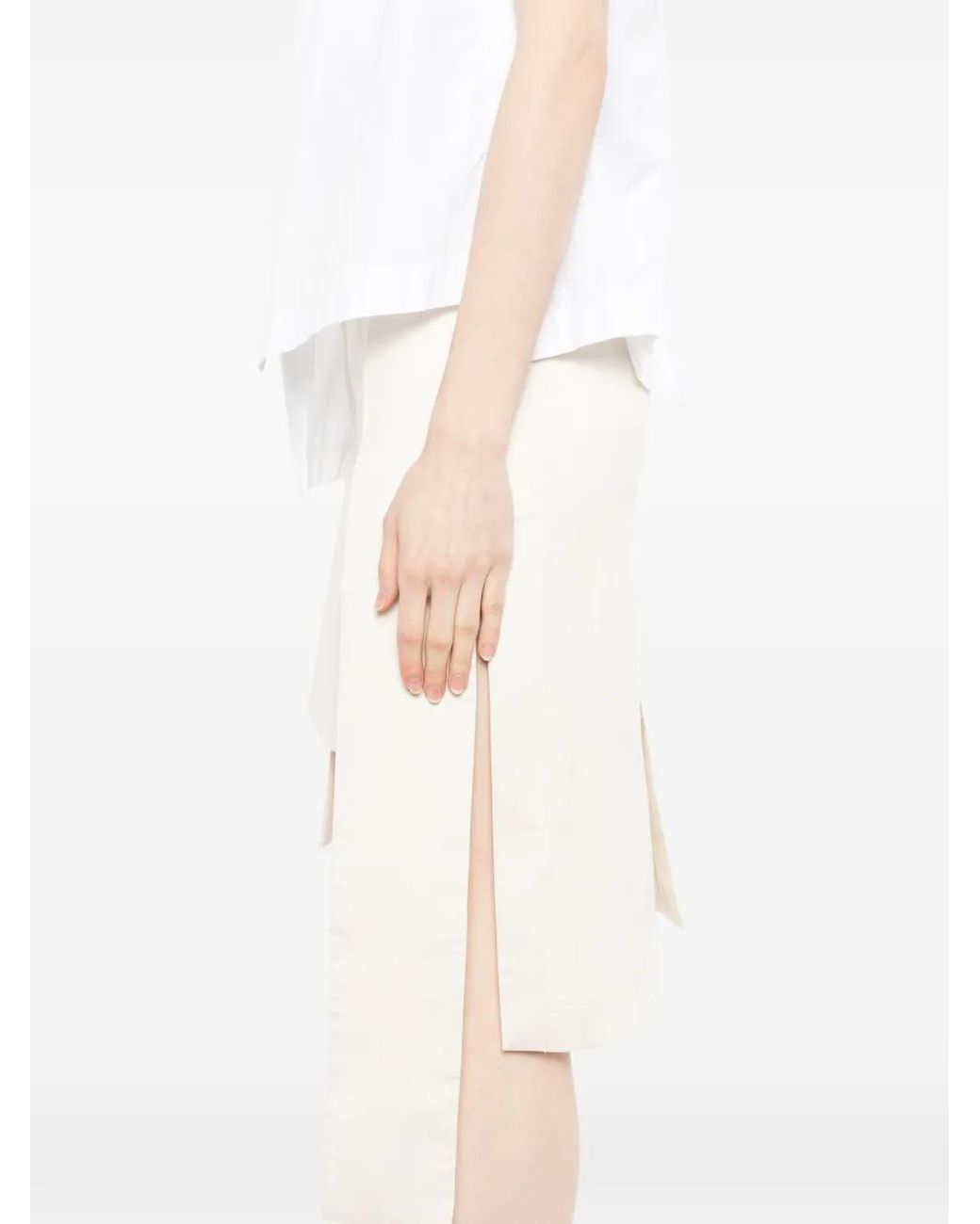 Setchu White Asymmetric Layered Skirt