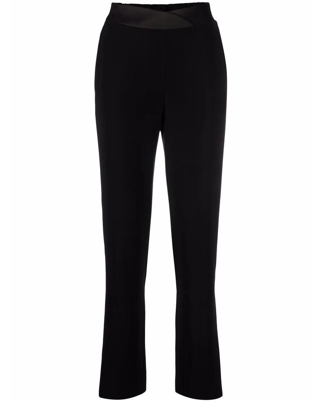 Emporio Armani Black High-Waisted Straight-Leg Trousers