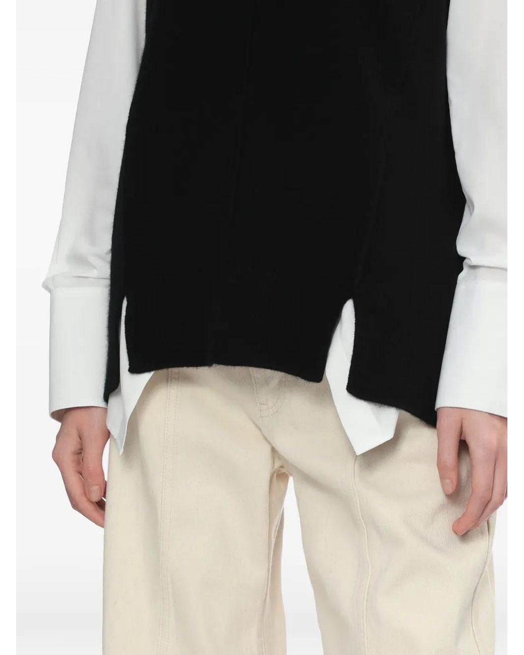 Helmut Lang Black Split Wool Vest