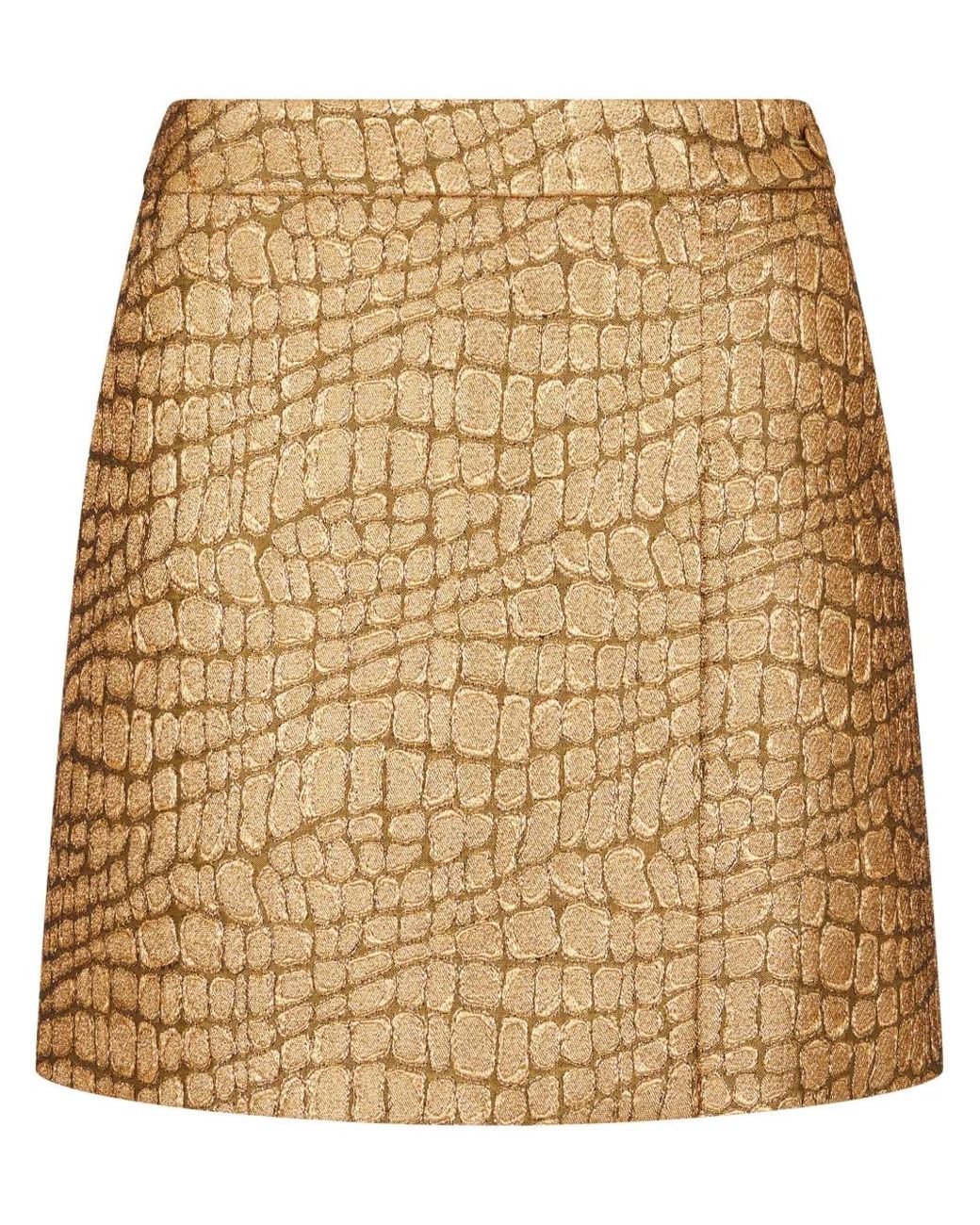 Tom Ford Natural Crocodile-Jacquard Mini Skirt
