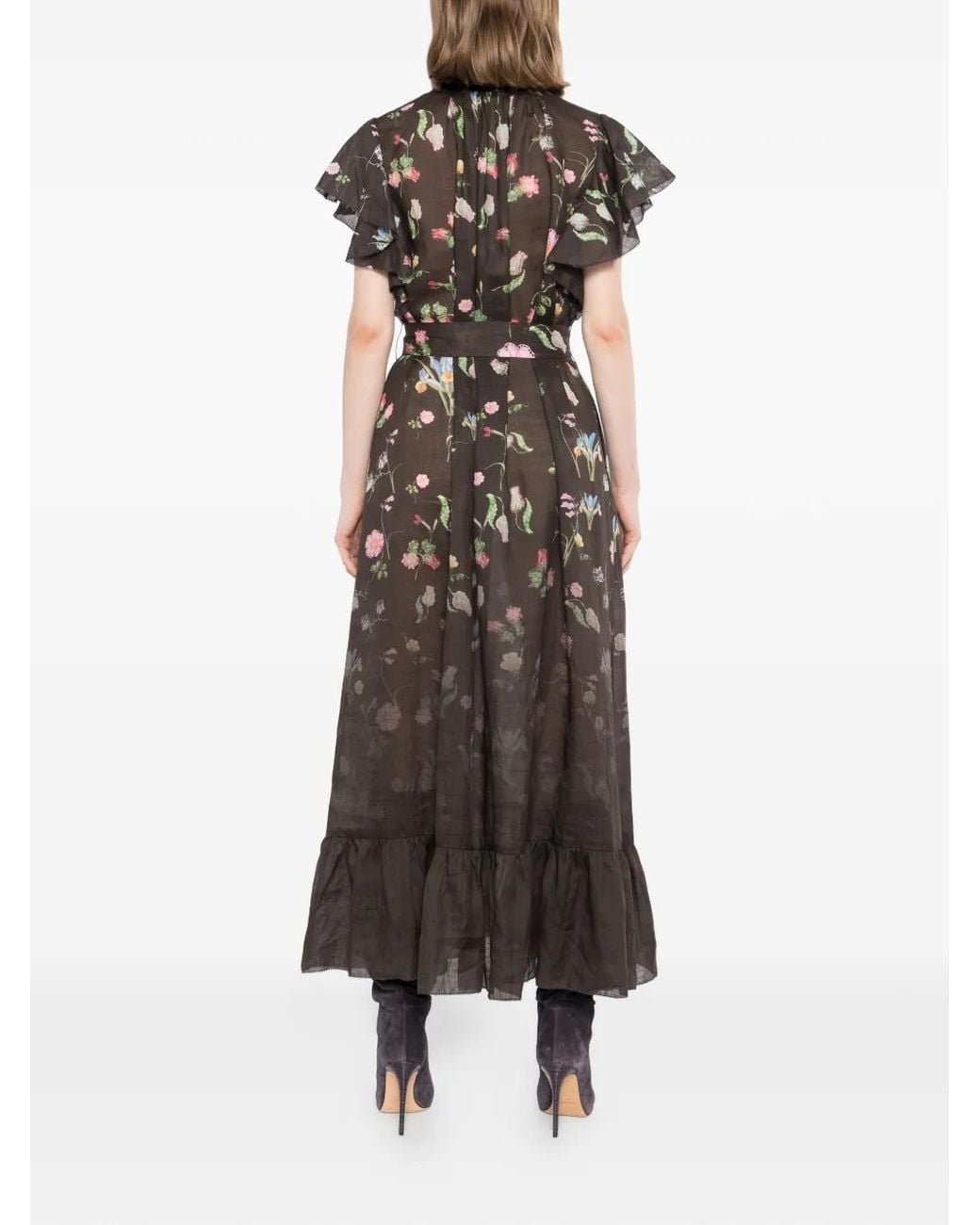 Cynthia Rowley Black Floral-Print Maxi Dress