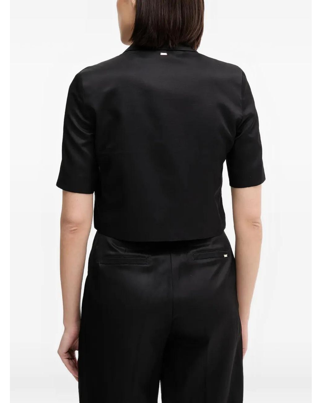 GAUDI Black Double-Breasted Cropped Blazer