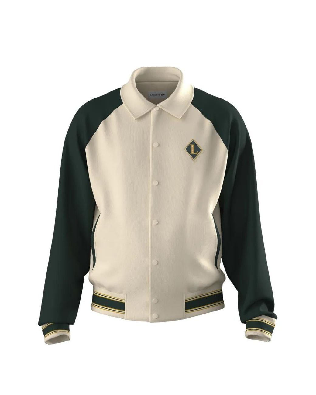 Lacoste White Retro Badge Bomber Jacket for men