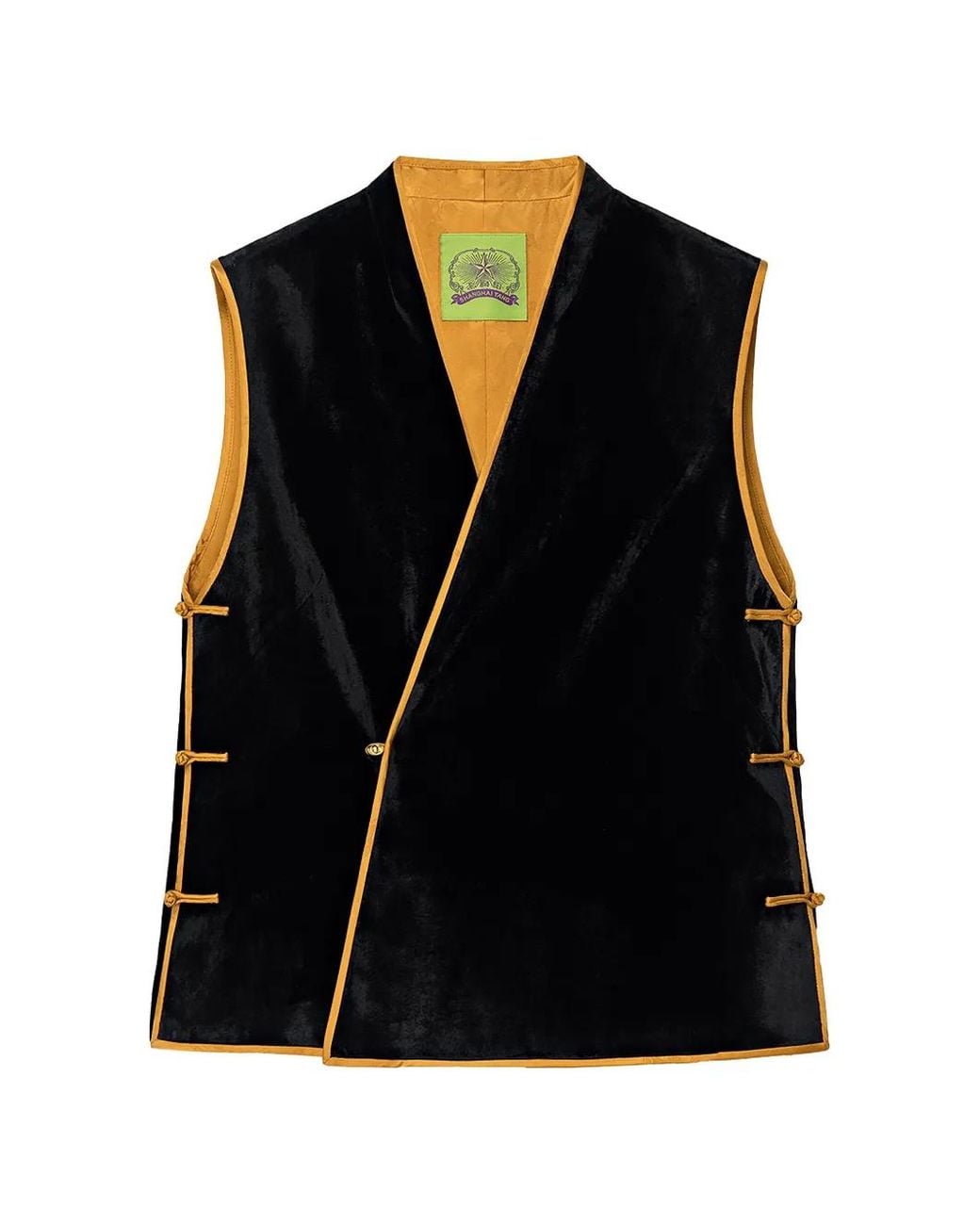 Shanghai Tang Black Lucky Egg Reversible Silk Vest