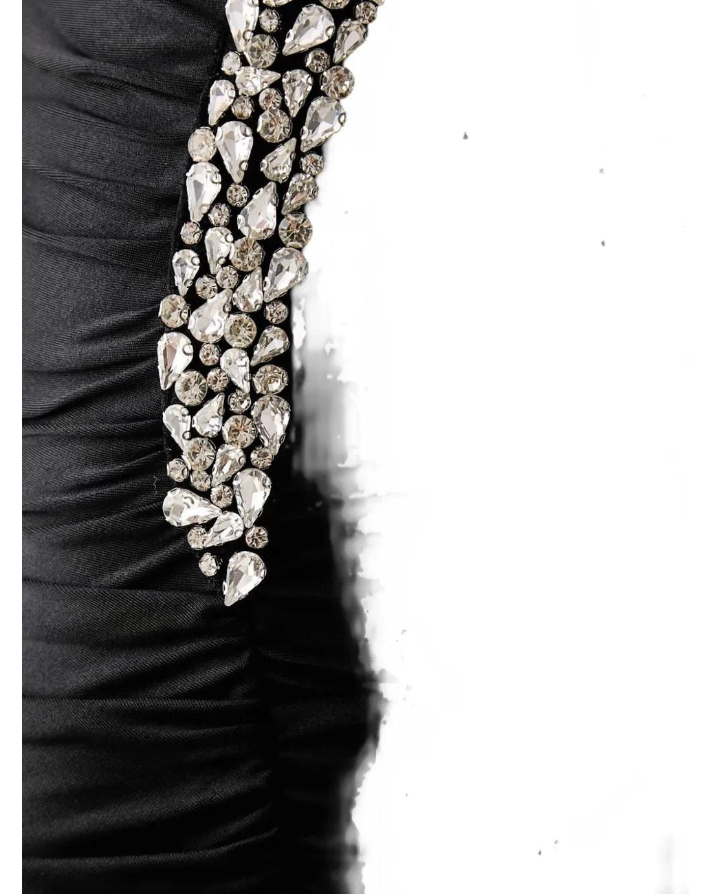 Silvian Heach Black Crystal-Embellished Gathered Midi Dress