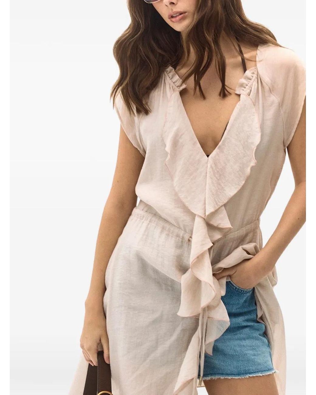 Guess Natural Ruffled Long Dress