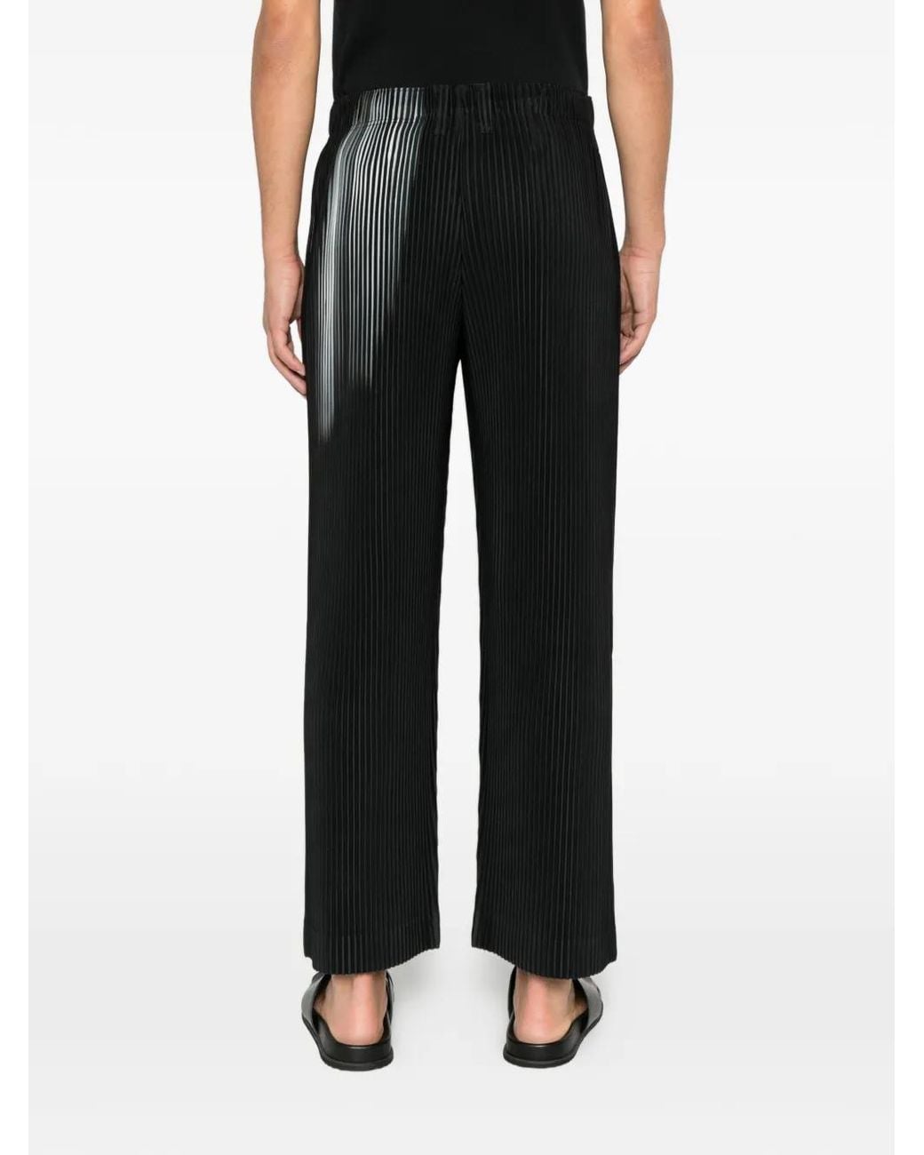 Homme Plissé Issey Miyake Black Gradient-Print Pleated Trousers for men