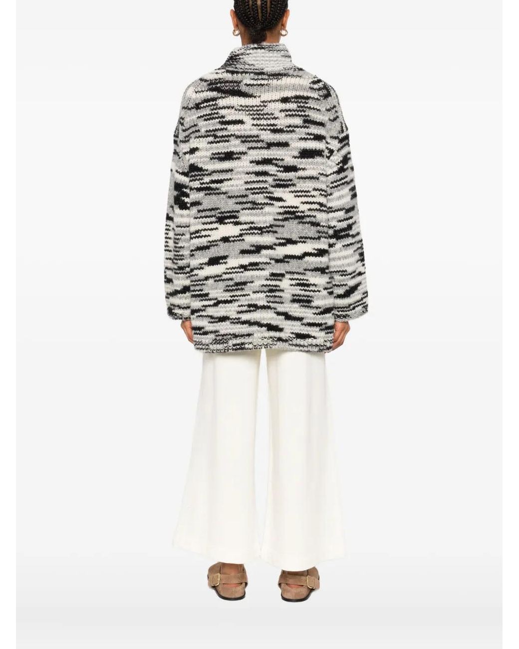 Marc O' Polo Gray Stripe-Pattern Sweater
