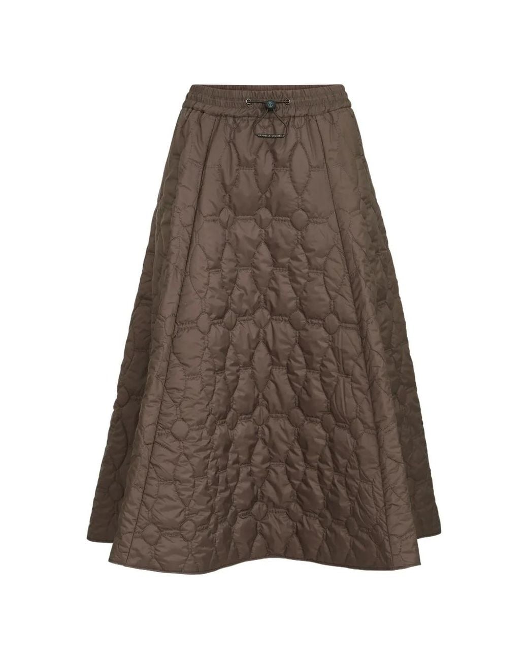 Brunello Cucinelli Brown Quilted Matte-Finish Midi Skirt