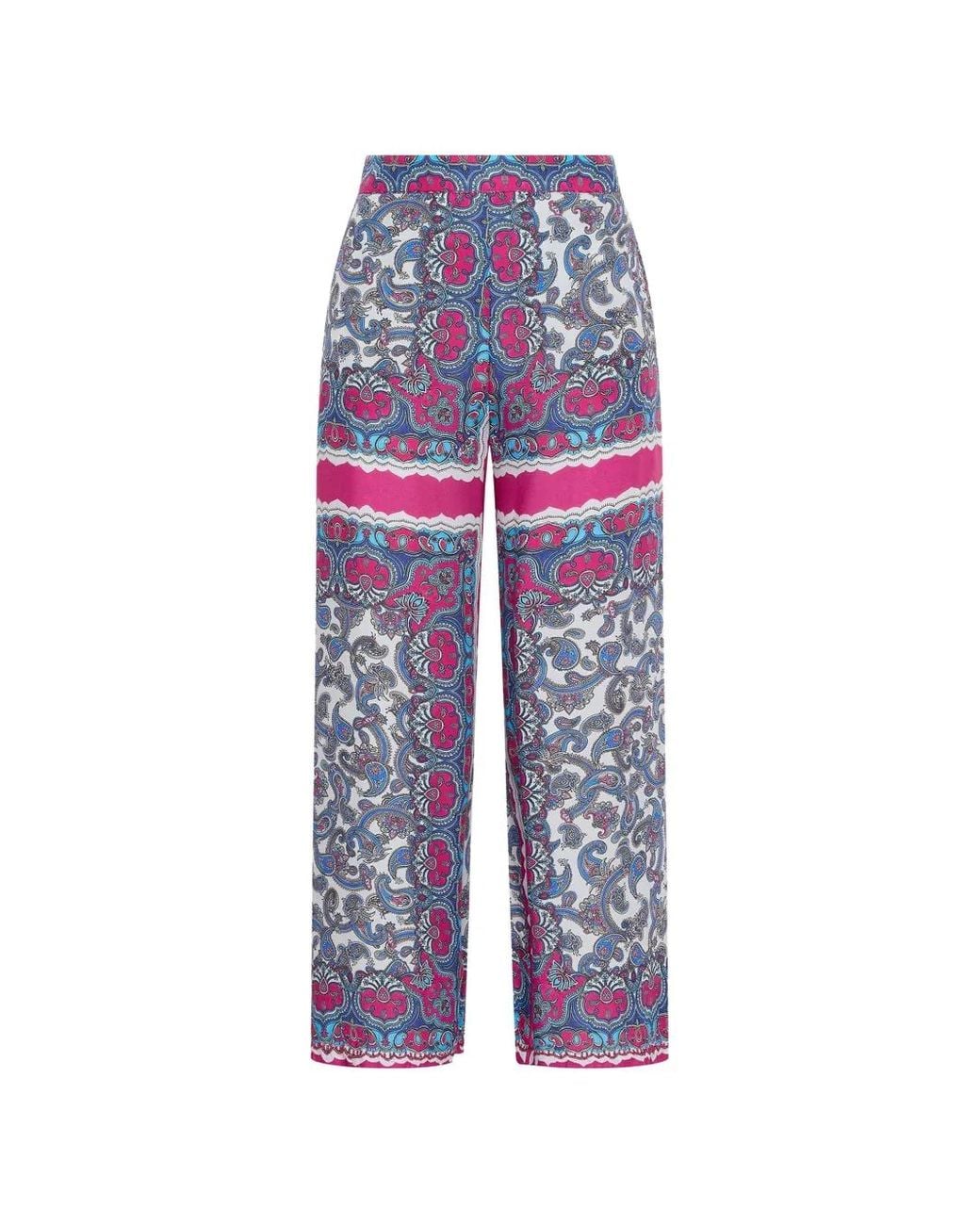 Maliparmi Blue Pantalon Ample À Imprimé Cachemire