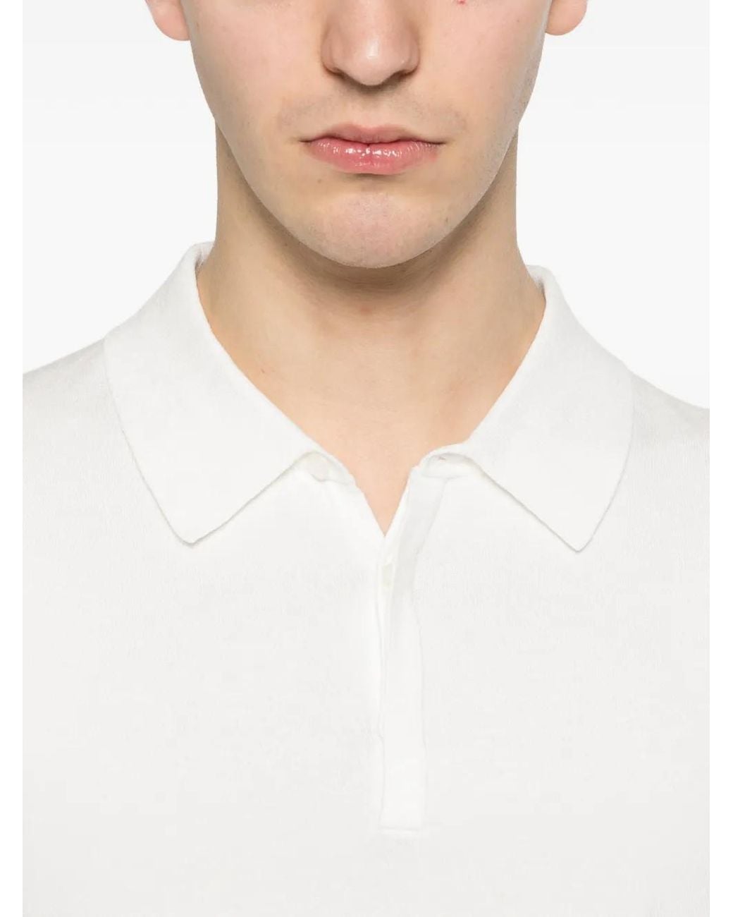 HUGO White Slim-Fit Knit Polo With Reverse Logo for men