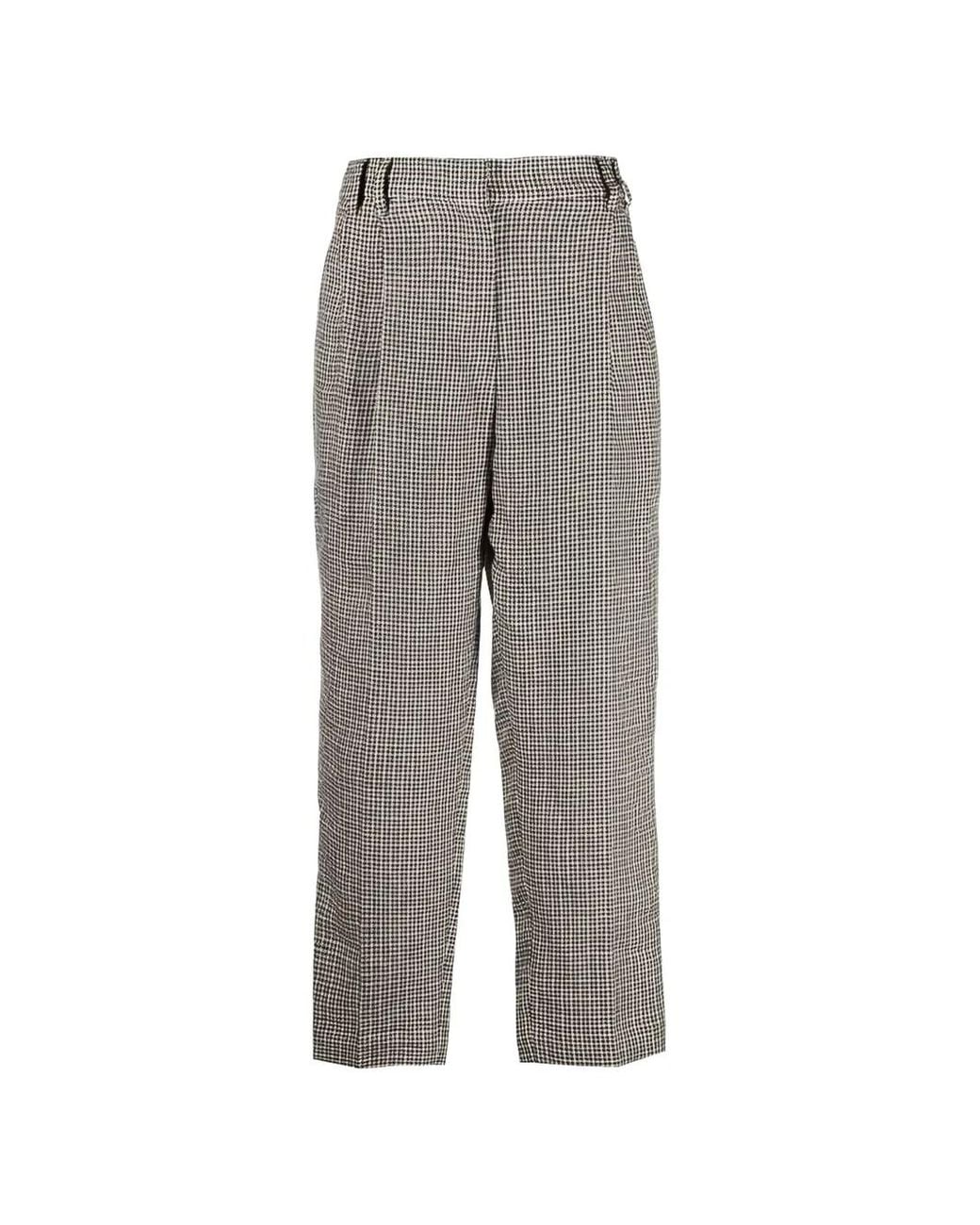 Brunello Cucinelli Multicolor Houndstooth-Pattern Pleated Trousers