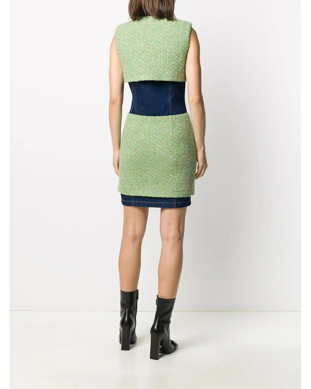 Moschino Green Panelled Fitted Dress