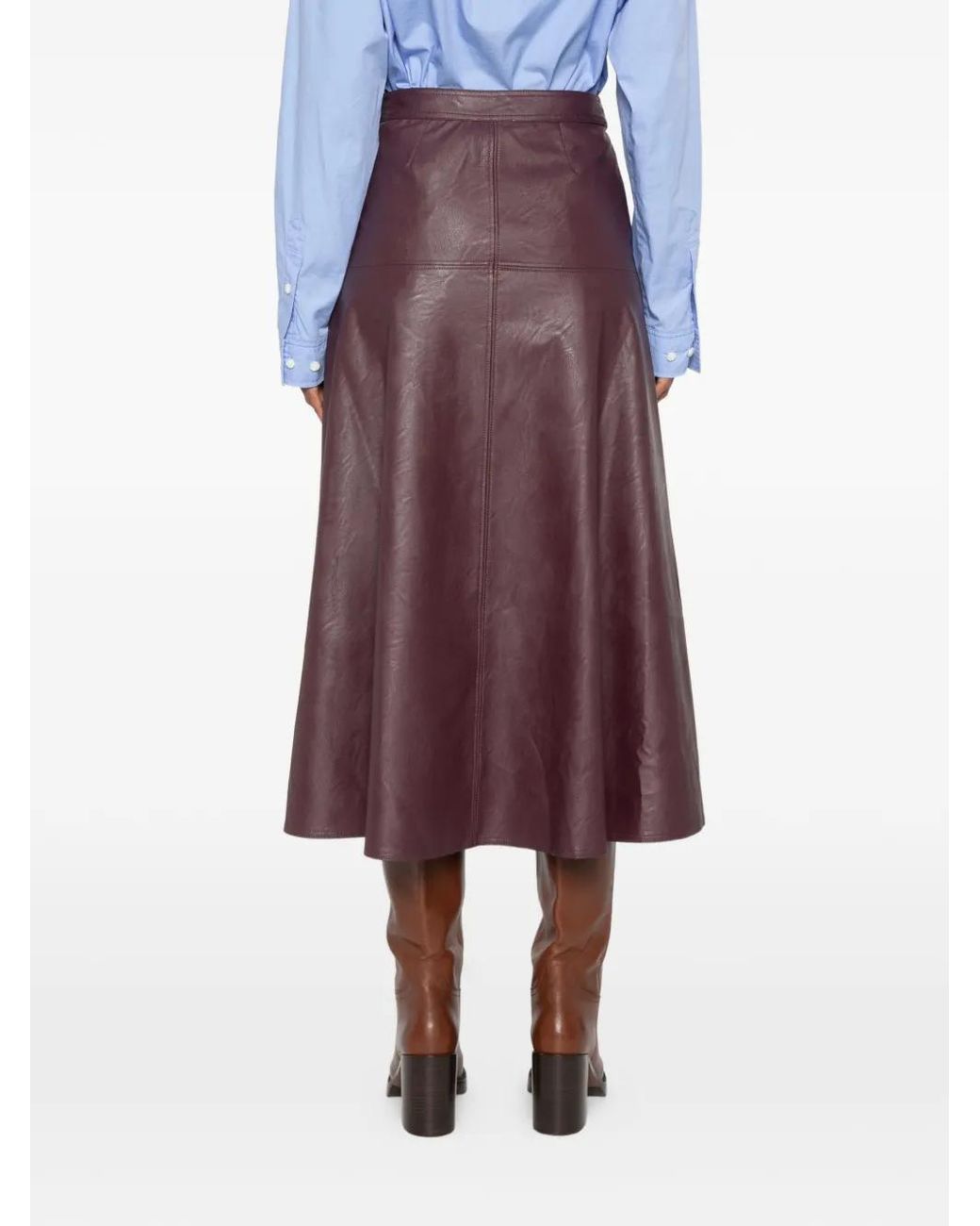 Forte_forte Purple Panelled A-Line Midi Skirt