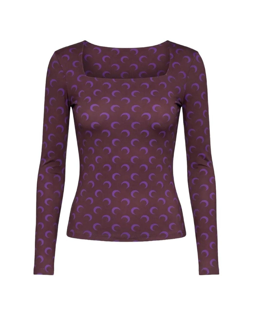 MARINE SERRE Purple Moon-Print Square-Neck Top