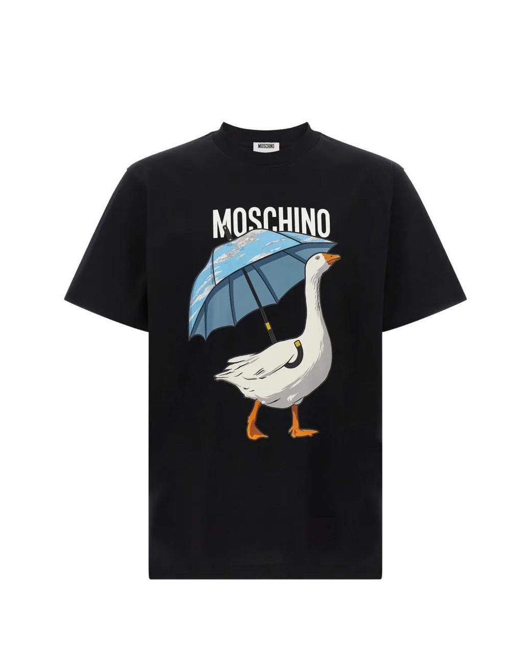 Moschino Black Goose-Print Logo-Print T-Shirt for men