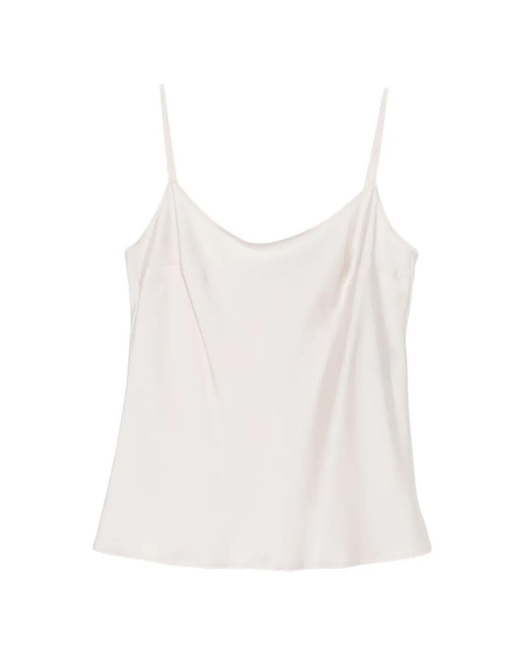 D.exterior White Satin-Finish Camisole Top