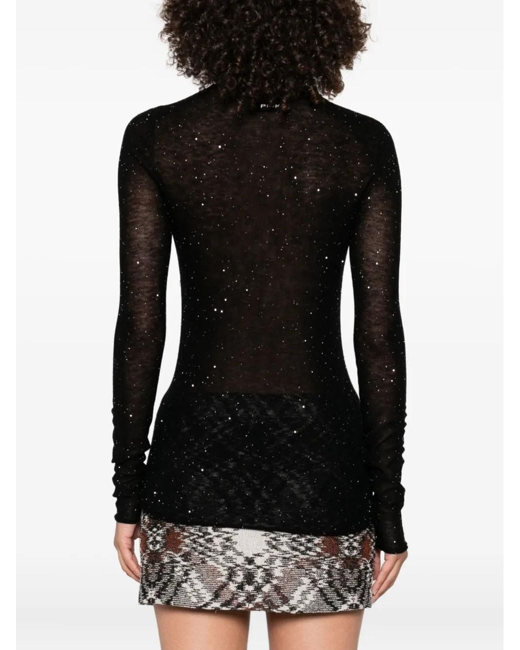 Pinko Black Crew-Neck Sweater With Sequins