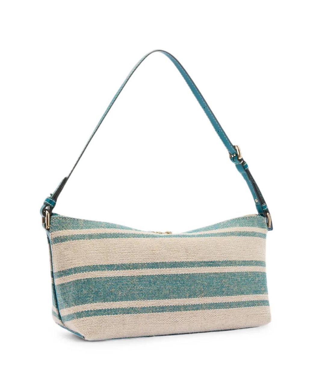Furla Blue Debby Striped Shoulder Bag