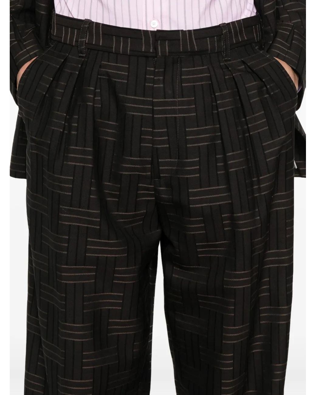 KENZO Black Weave' Pleated Tailored Pant for men