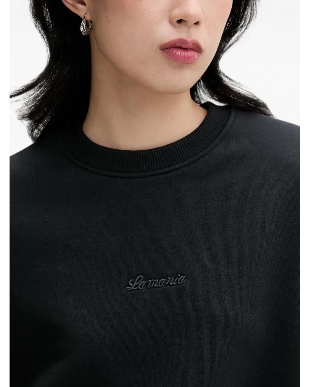 La Mania Black Hardy Logo-Embroidered Sweatshirt