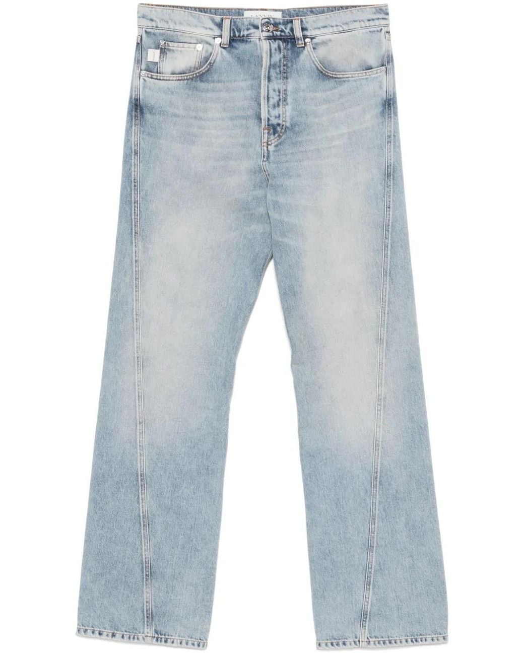 Lanvin Blue Jeans With Stitching Detail for men