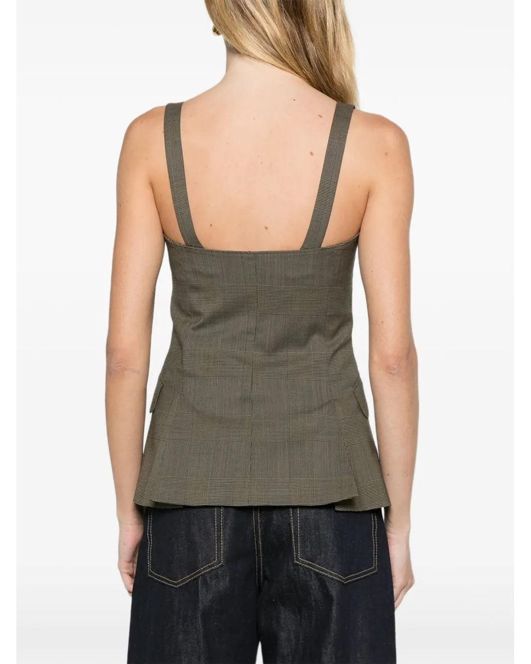 Max Mara Green Glen Plaid Wool Gilet