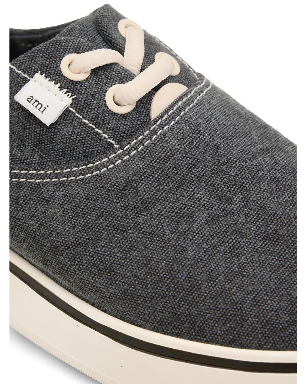 AMI Gray Tennis Washed-Effect Sneakers