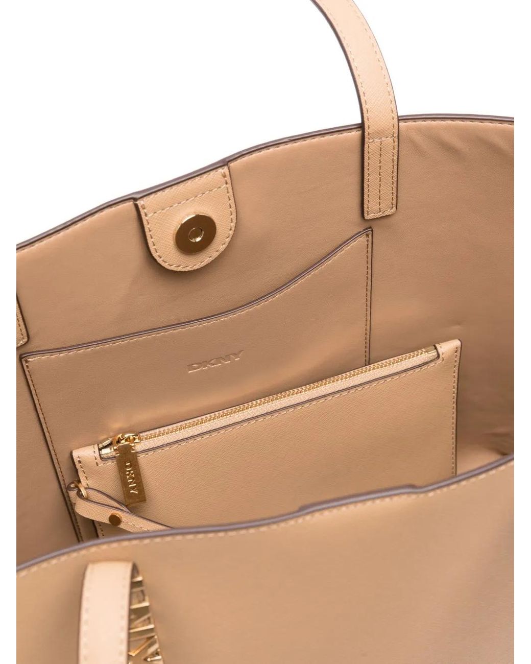 DKNY Natural Medium Logo-Plaque Tote Bag
