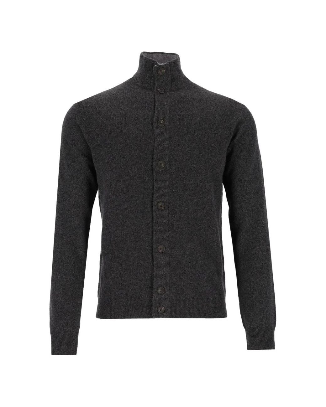 Al Duca D'aosta Black High-Neck Button-Up Cardigan for men