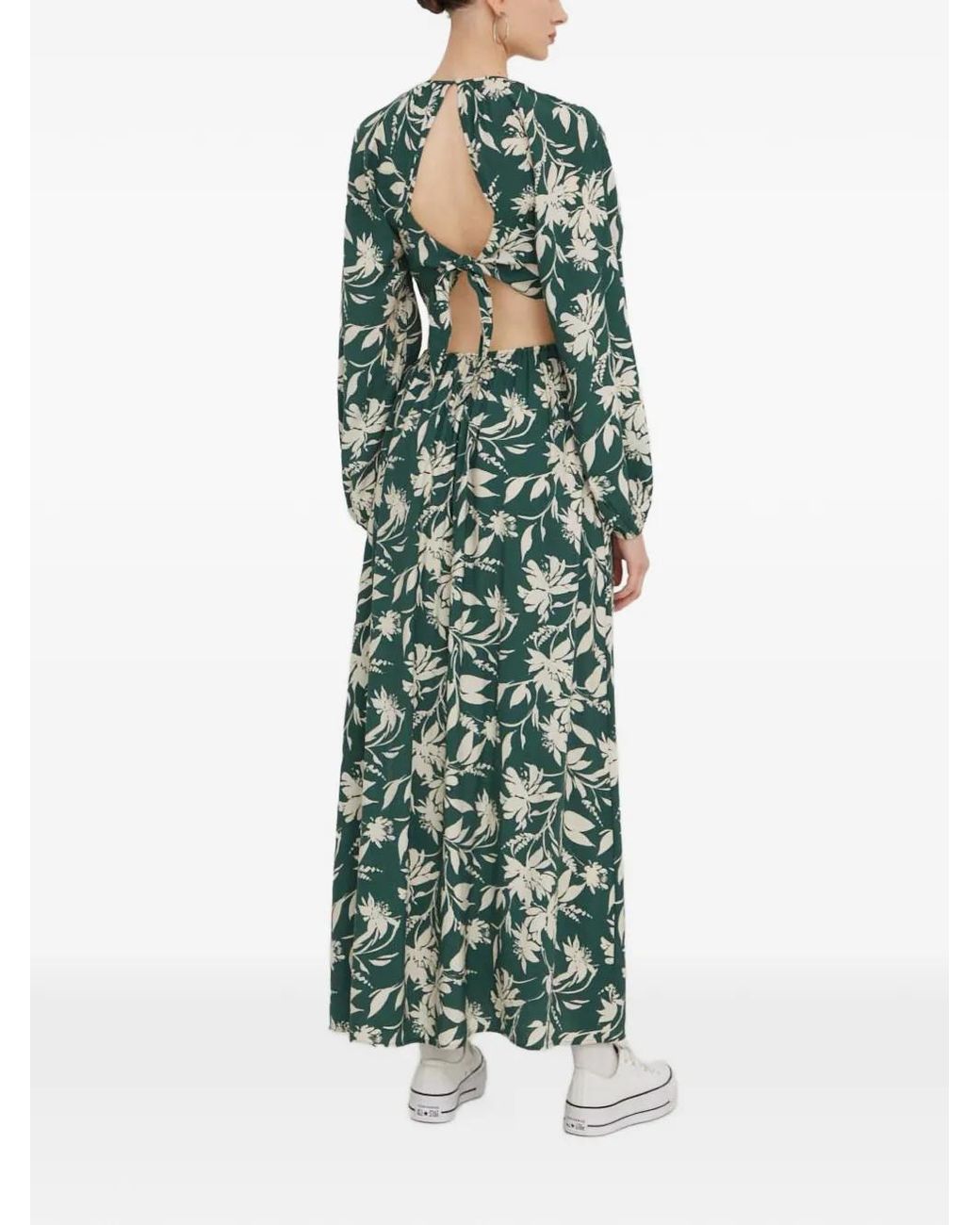 Abercrombie & Fitch Floral-Print Cut-Out Maxi Dress in Green