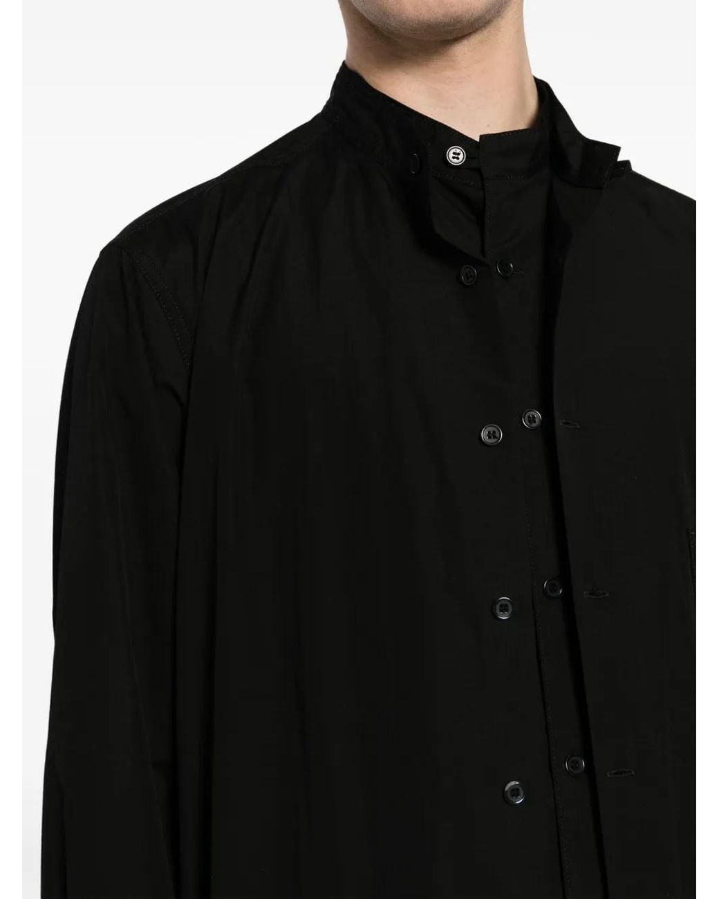 Yohji Yamamoto Black Long-Sleeve Layered Shirt for men