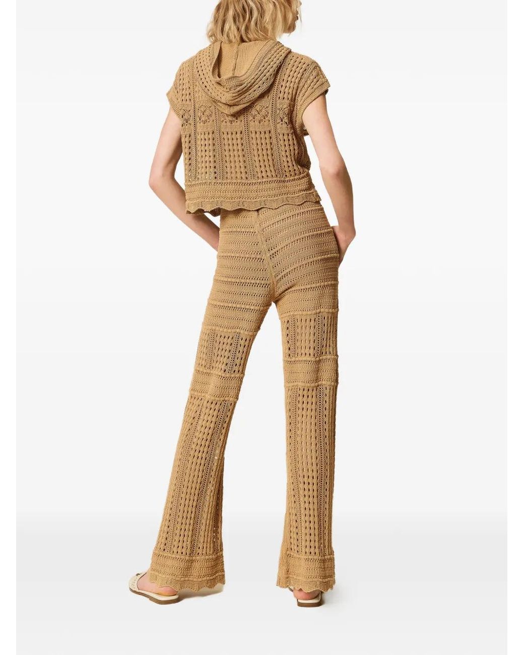 Twinset Natural Check Knit Trousers