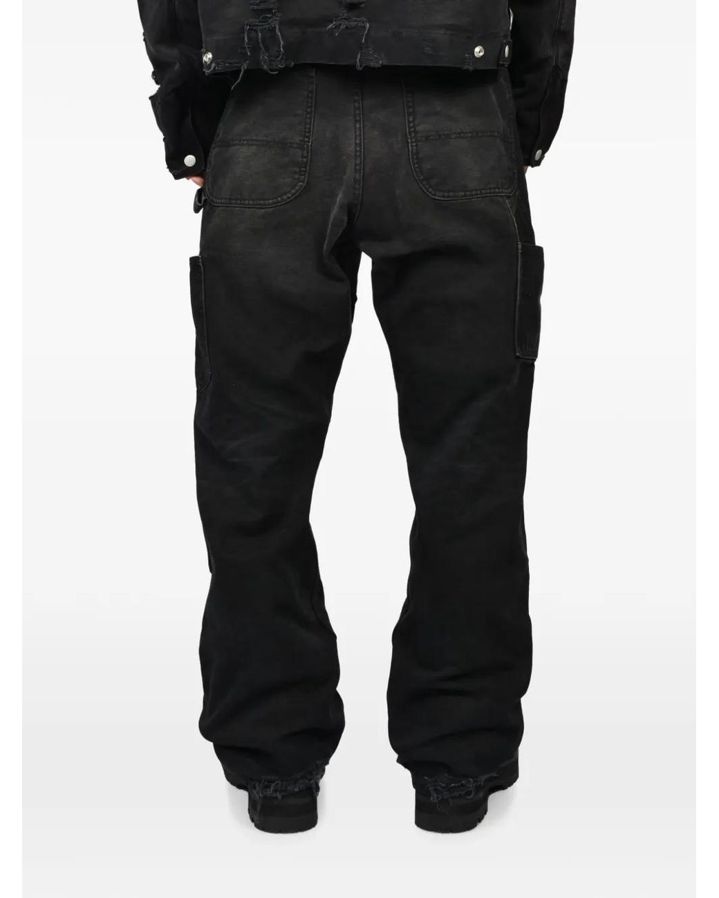 FILTH Black Distressed Panelled Flared Jeans for men